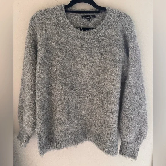 Lulu's Size Small Content and Cozy Heather Grey Fuzzy Knit Oversized Sweater - Picture 3 of 8
